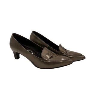 AGL Attilio Giusti Leombruni Pewter Glossy Leather Heels Size 39.5 / 9.5
